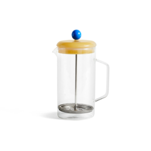 French Press Brewer Clear de cristal con émbolo y filtro metálico